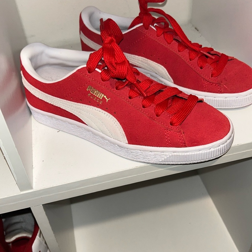 Puma Red and White Sneakers